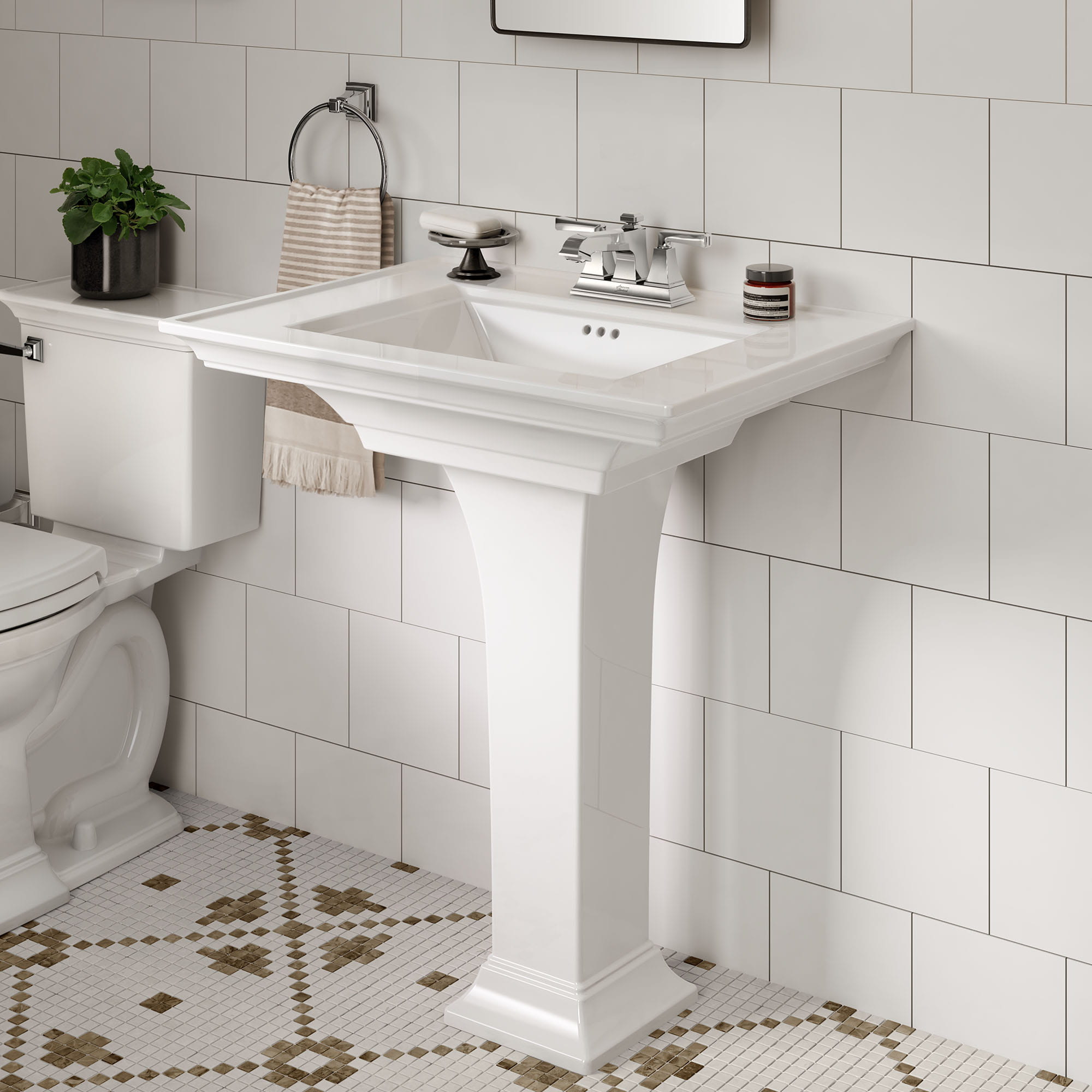 Town Square S 4 Inch Centerset Pedestal Sink Top and Leg Combination WHITE